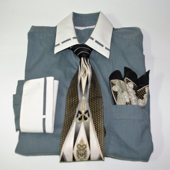 EUC Classy F. Ridalfo Shirt/Tie/Pocket square. - Picture 2 of 6